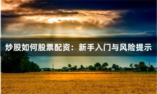炒股如何股票配资:新手入门与风险提示